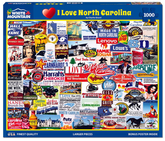 I Love North Carolina (1812pz) - 1000 Piece Jigsaw Puzzle