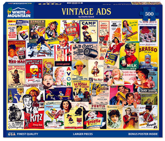 Vintage Ads (1813pz) - 500 Piece Jigsaw Puzzle