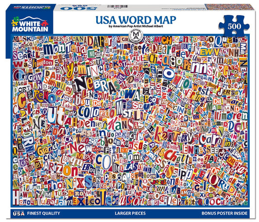 USA Word Map (2175pz) - 500 Piece Jigsaw Puzzle