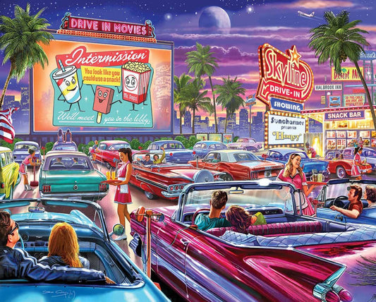 Drive-In Movie (1495pz) - 1000 Piece Jigsaw Puzzle