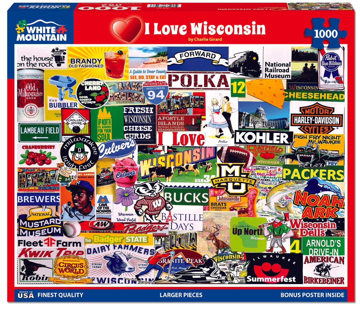 I Love Wisconsin (1562pz) - 1000 Piece Jigsaw Puzzle