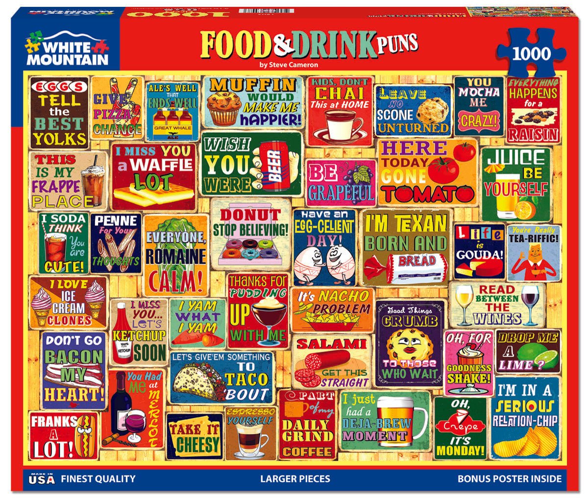 Food & Drink Puns (1803pz) - 1000 Piece Jigsaw Puzzle