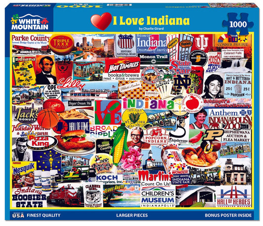 I Love Indiana (1889pz) - 1000 Piece Jigsaw Puzzle