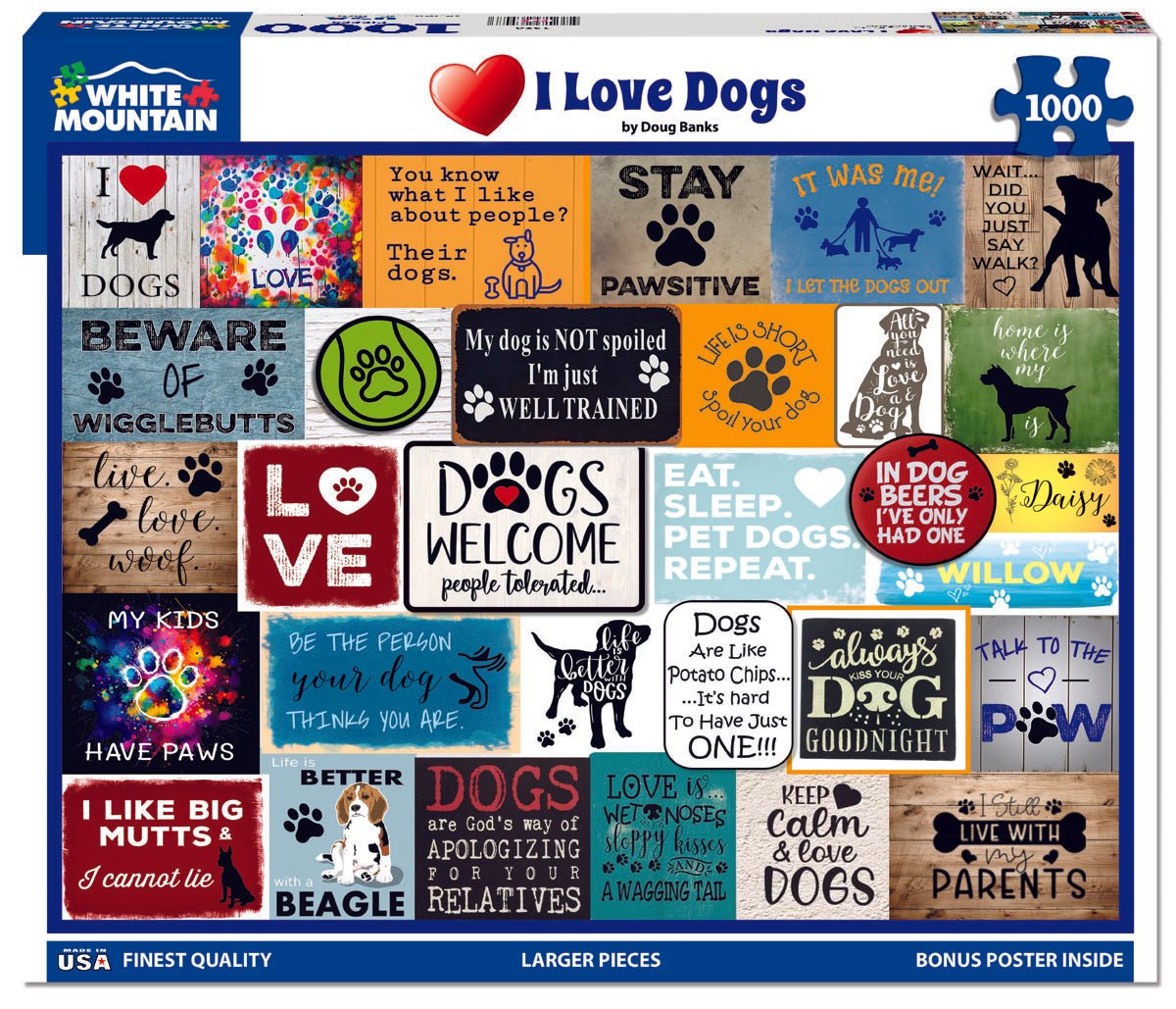 I Love Dogs (1926pz) - 1000 Piece Jigsaw Puzzle