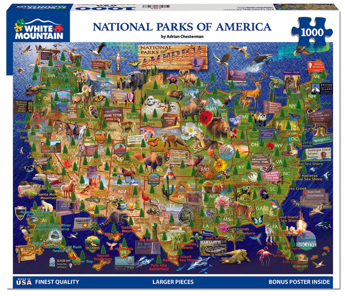 National Parks Map (1976pz) - 1000 Piece Jigsaw Puzzle