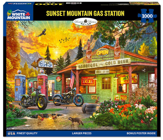 Sunset Mountain Gas Station (2220pz) - 1000 Piece Jigsaw Puzzle