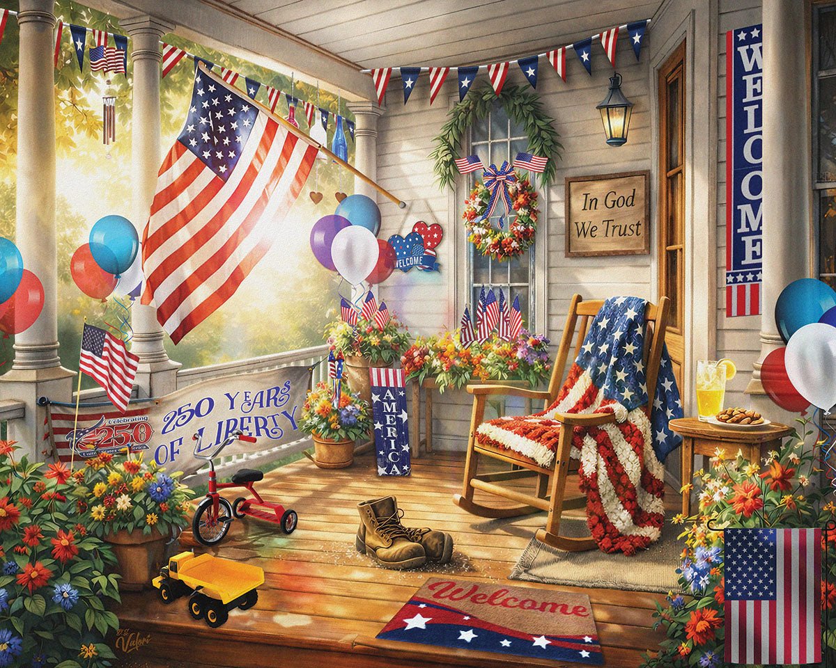Patriotic Porch (2232pz) - 1000 Piece Jigsaw Puzzle