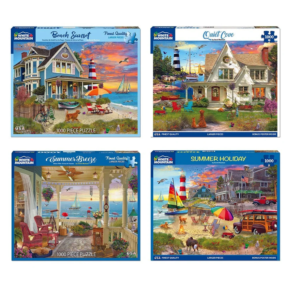Set of 4: Artist David Maclean - Coastal Retreats Bundle 1000 piece