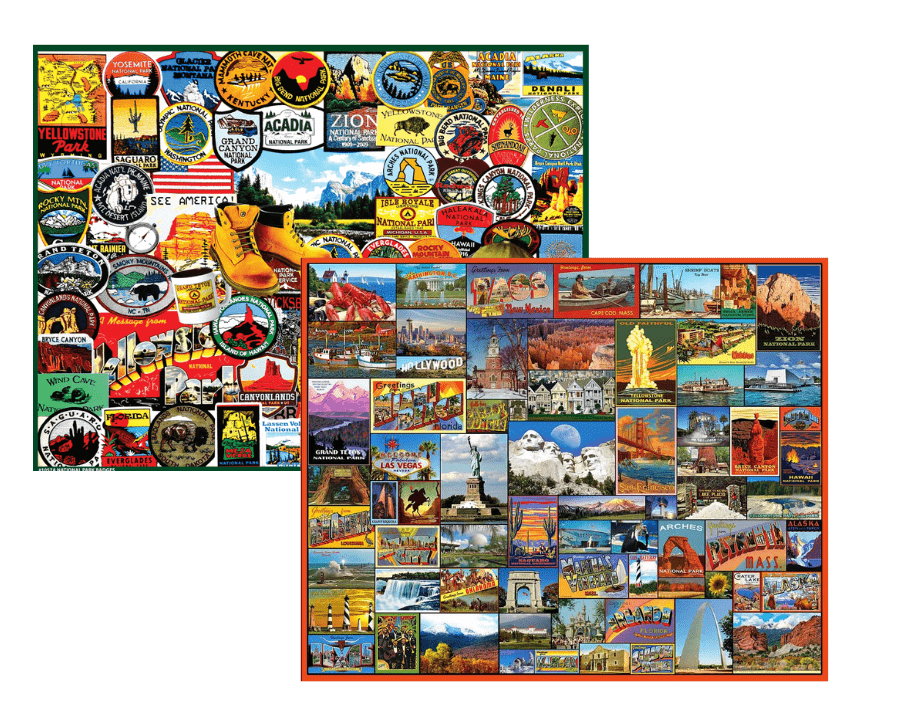 Set of 2: Travel Puzzle Bundle 1000 Piece